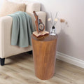 Athaliah Wooden Tree Stump End Table, 23.25" Paulownia Wood Hand Carved Rustic by Athaliah