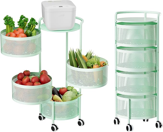 JAQ Kitchen Storage Rack No Assembly, 4-Tier Metal Storage Tower Basket Shelves by JAQ-BuyNow