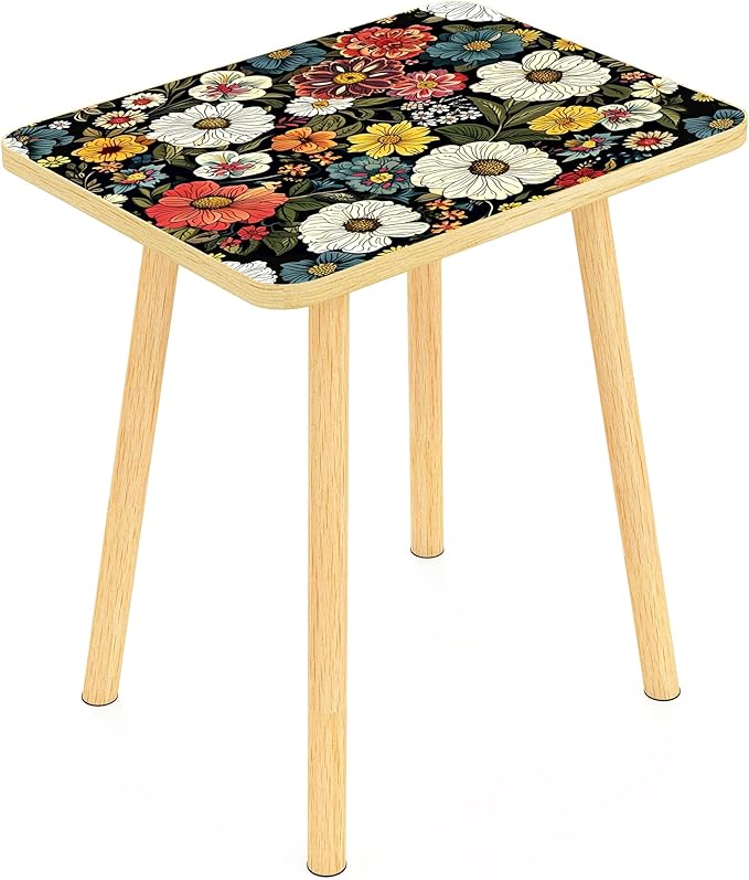 Mandala Small Rectangle End Table, Side Table by Permory