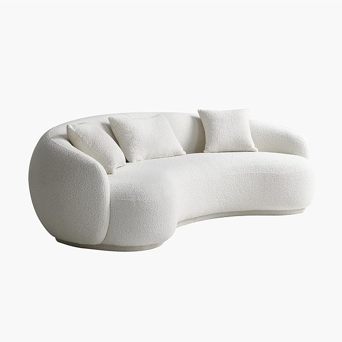 Acanva Mid Century Modern Curved Living Room Sofa, 4-Seat Boucle Fabric Couch - Image 6