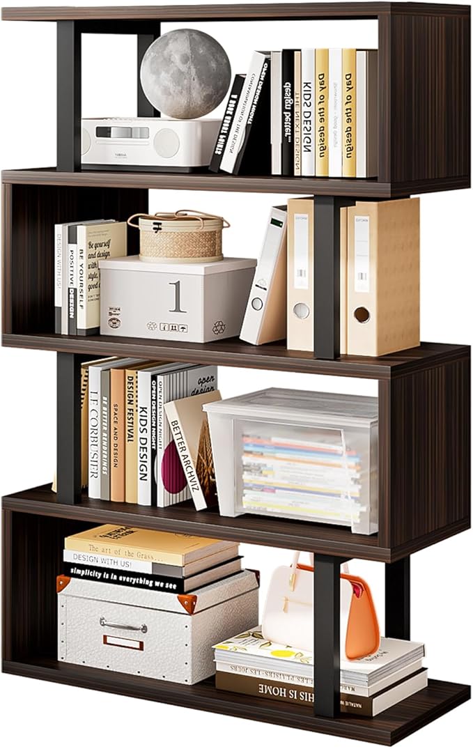 SORCEDAS Bookshelf Geometric Bookcase S Shaped Industrial Bookshelf Storage by SpecialYourHome