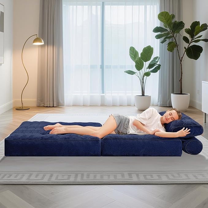 HABUTWAY Folding Sofa Bed, Convertible Sleeper Chair Bed w/Dual-Pillow & Handle - Image 5