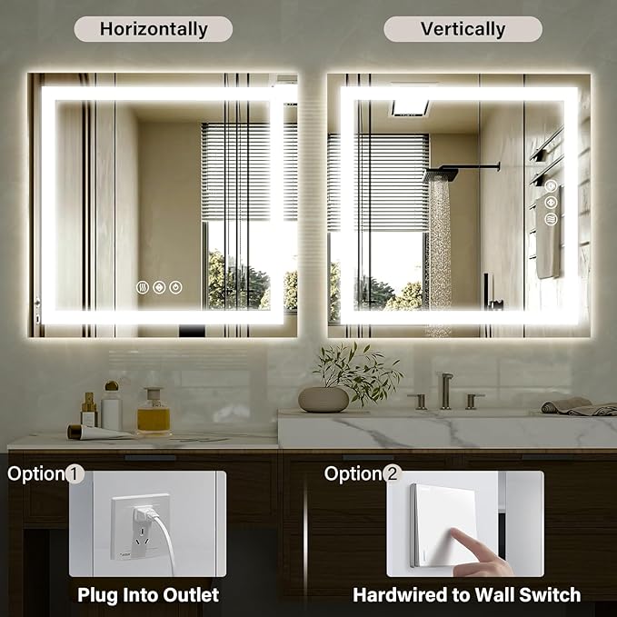 36x36 LED Bathroom Mirror, Backlit + Front Lit, LED Bathroom Mirror - Image 5
