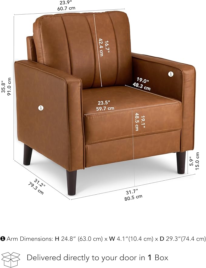 Bush Home 32-inch Accent Chair, Living Room Furniture, Max Collection, Buffed - Image 2