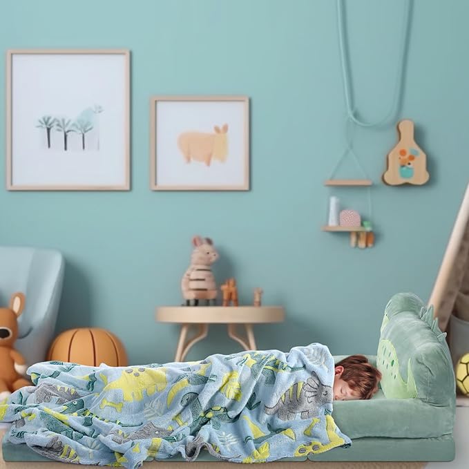 Dinosaur Kids Couch Fold Out 2-in-1 Toddler Sofa Fold Out - Image 5