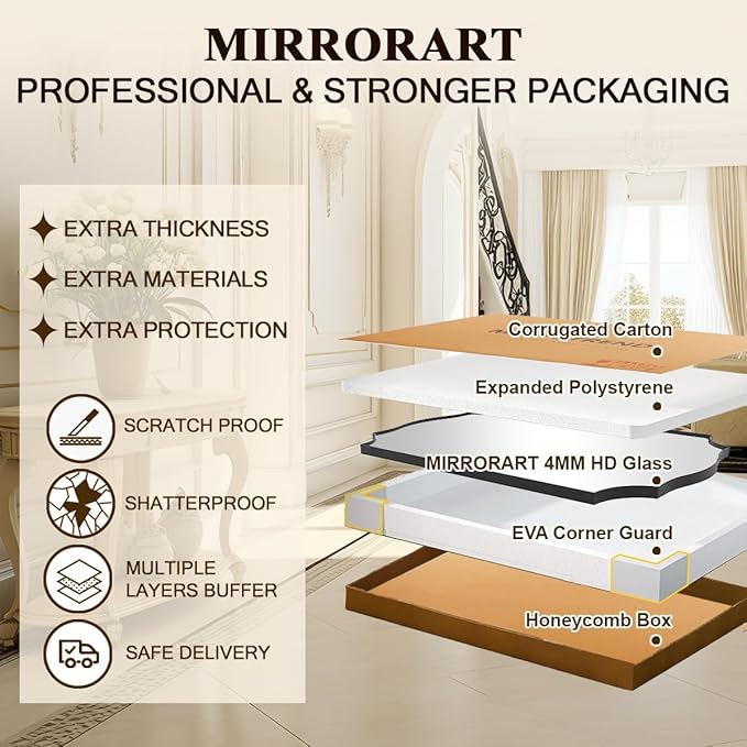Black Bathroom Mirror, 24x32 Unique Irregular Mirror, Rectangle Mirror - Image 7