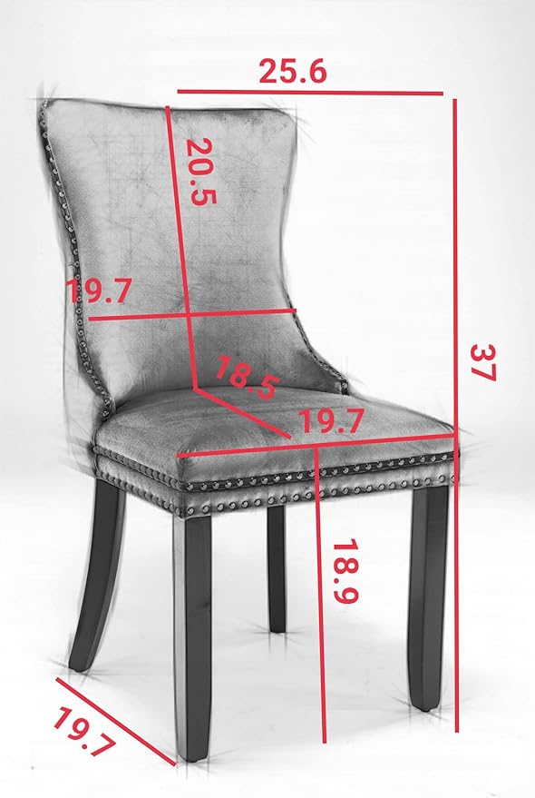 PacknWood Acosure Set of 2 Velvet Upholstered Wing-Back Dining Chair - Image 2