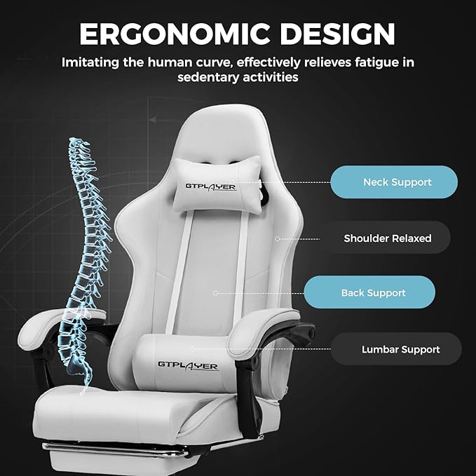 GTPLAYER Gaming Chair with Footrest, Computer Chair with and Lumbar Support - Image 8