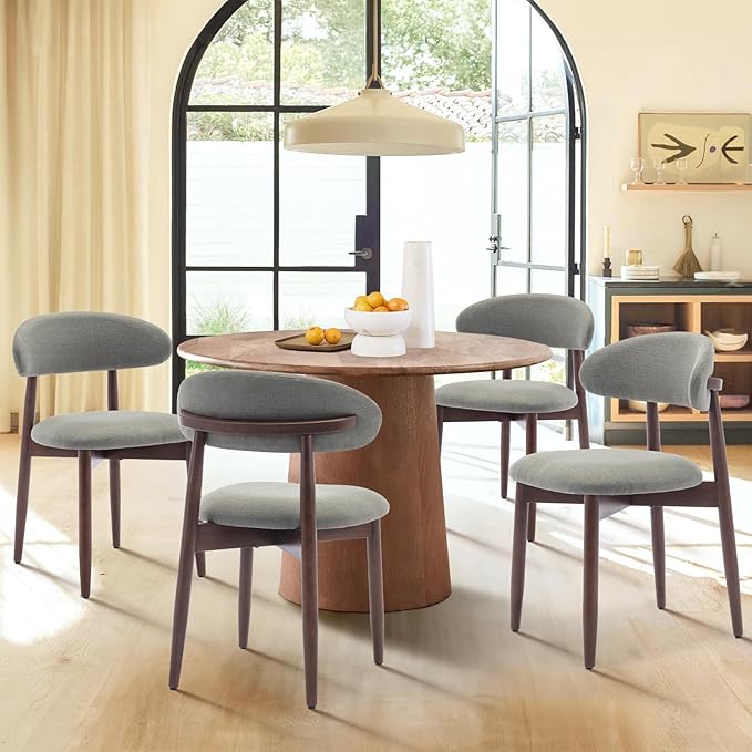 COLAMY Wooden Dining Chairs Set of 2, Modern Fabric Upholstered Kitchen Side - Image 3