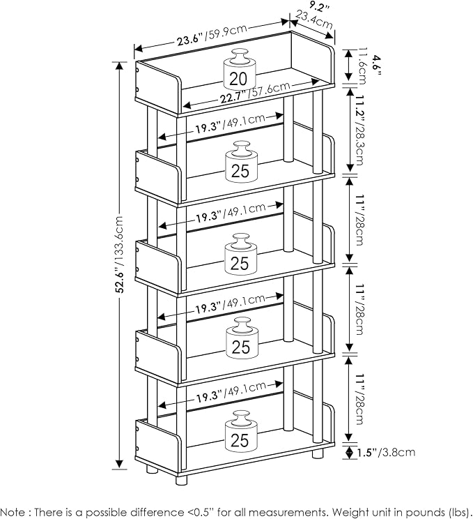 Furinno Turn-N-Tube 4-Tier Multipurposes Display Rack, Open Shelf Rack/Storage - Image 3