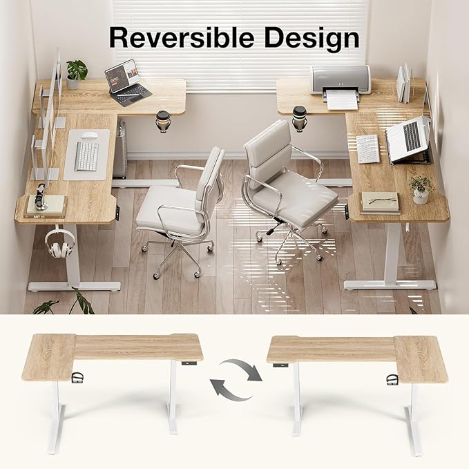 59 Inch L Shaped Standing Desk Adjustable Height, Electric Corner Standing Desk - Image 5