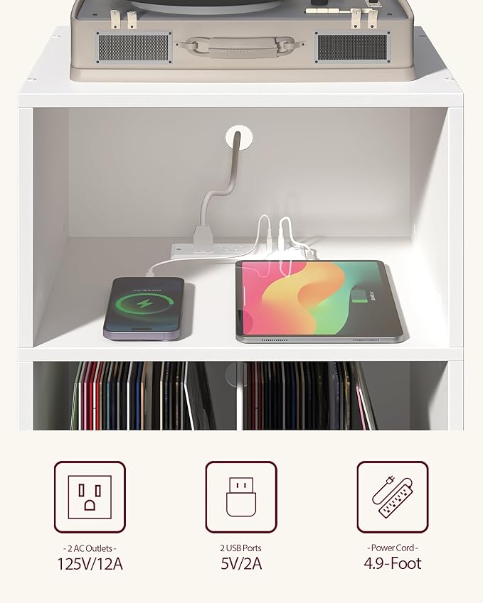 Record Player Stand, 3-Tier Side End Table - Image 3