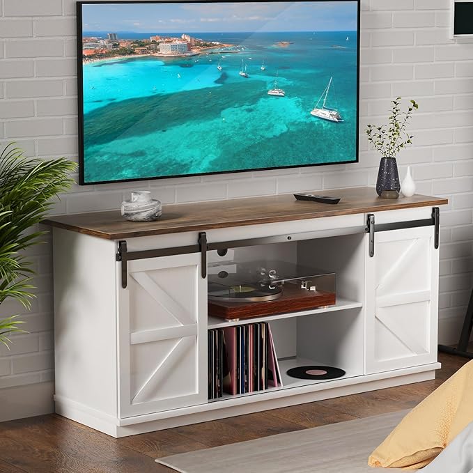 YESHOMY TV Stand Set with a Farmhouse Style Coffee Table, - Image 2