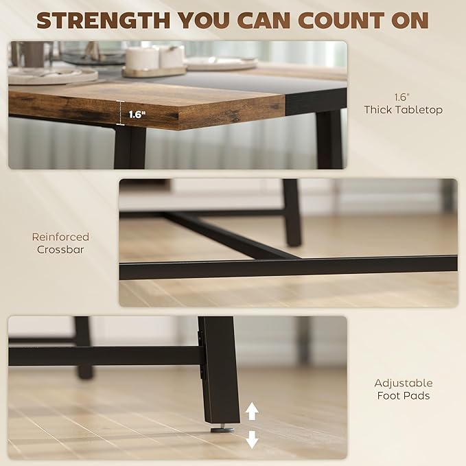 HOMCOM Industrial Dining Table for 8 People, 70.9" Long Rectangular Kitchen - Image 8
