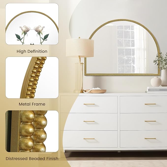 WallBeyond Gold Vintage Mirror for Vanity 32x24 Inch, Living Room - Image 8