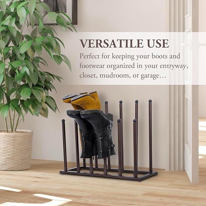 MyGift Bronze Tone Metal Freestanding Boot Rack, Shoe Rack - Image 3