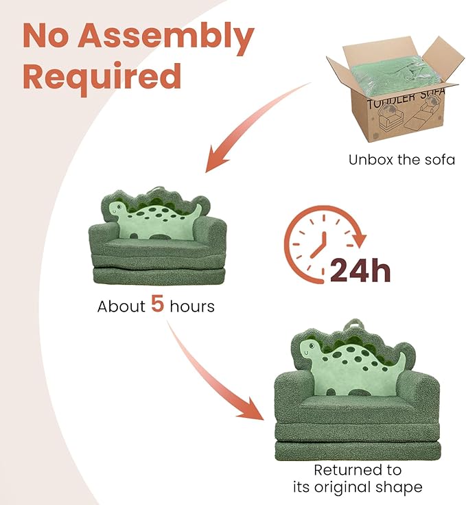 TinyPalsa Kids Couch, Convertible Sofa to Lounger Fold Out, Gift - Image 5