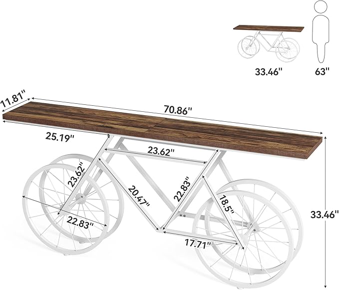 LITTLE TREE Narrow Sofa Table, 70.9-Inch Extra Long Console Table - Image 3