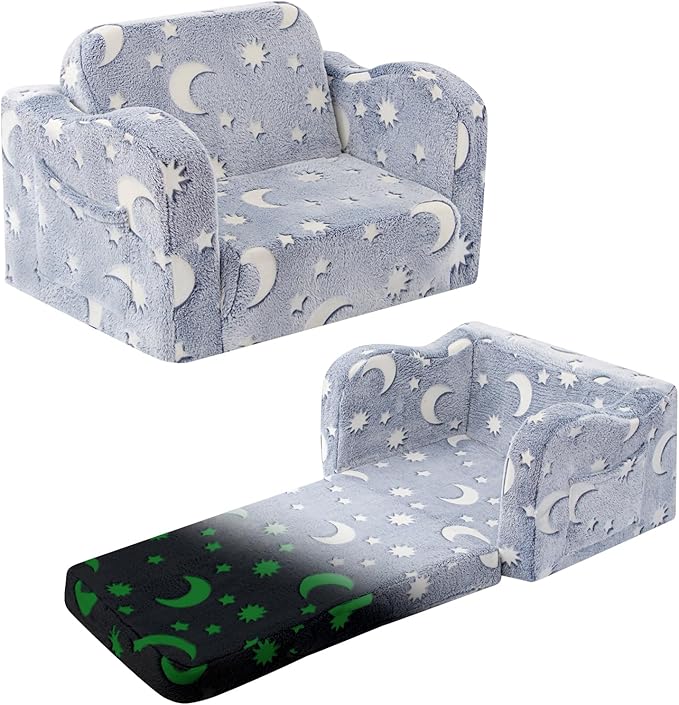 Kids Toddler Chair, 2-in-1 Toddler Couch Fold Out, Convertible Chairs by Snowmini
