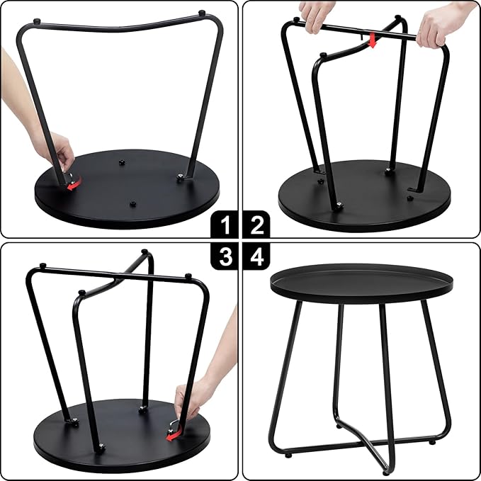 Dia.17.7ins Steel Round Coffee Table, Steel Tray Table, Side Table, Outdoor and - Image 5