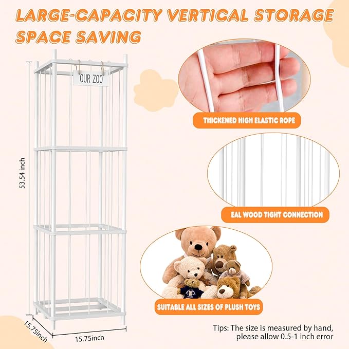 Stuffed Animal Storage, 54 inch Large Plushy Organizers, Wood Stuffed Animal - Image 2