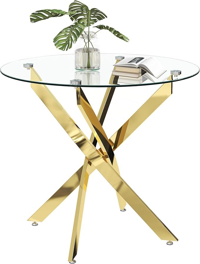 Round Tempered Glass Dining Table by NIERN