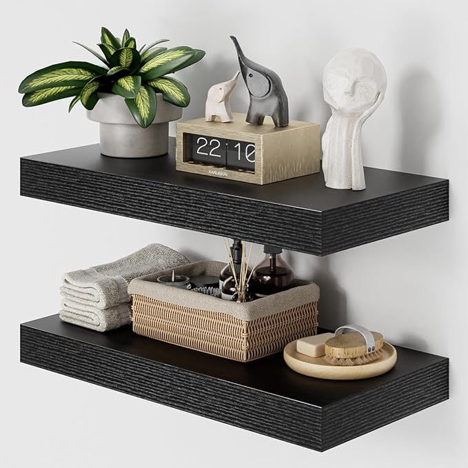 Heimlove 12" Deep Black Floating Shelves by Heimlove
