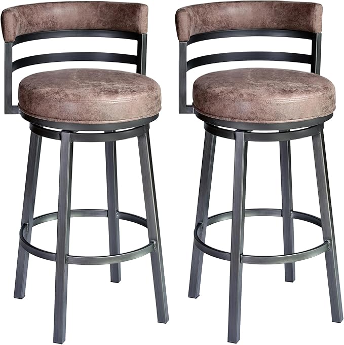 Armen Living Madrid 26" Seat Height Swivel Bandero Tobacco Faux Leather and by ArmenLiving
