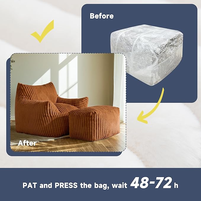 Giant Bean Bag Chairs for Adults, Oversized Chaise Lounge Chair Indoor - Image 6