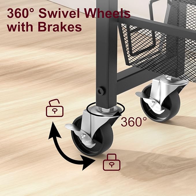Slim Rolling Cart, 5-Tier Storage Cart, 9.1inch Narrow Kitchen Rolling Cart on - Image 7