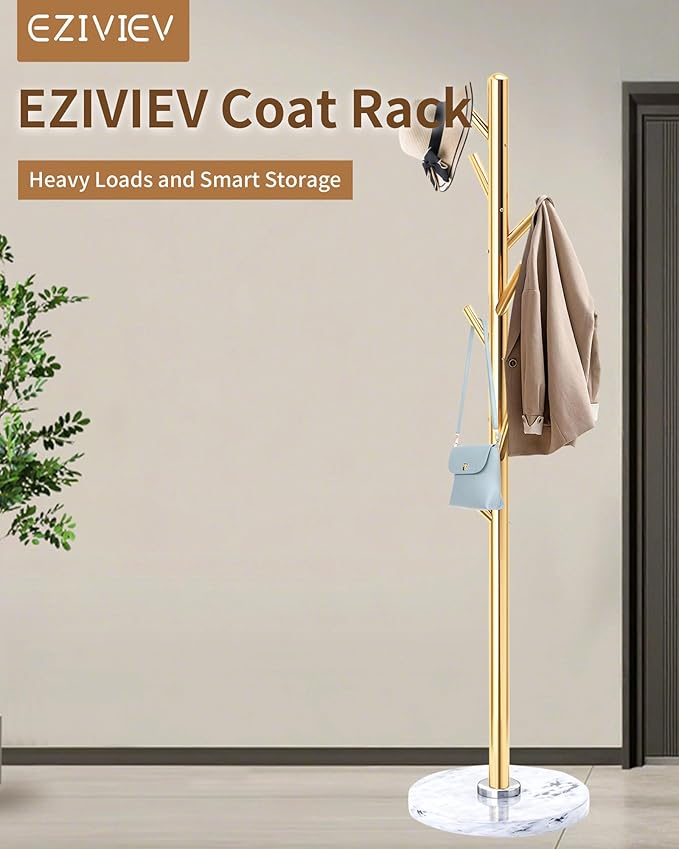 EZIVIEZ Modern Coat Rack Stand, Metal Freestanding Coat Rack - Image 7