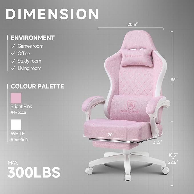 GTPLAYER Office Chair, Gaming Computer Desk Fabric Chair - Image 3