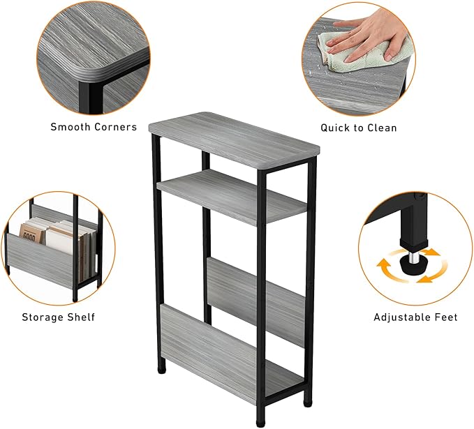 7.1" Narrow Side Table for Small Spaces, 3 Tier Small End Table - Image 4