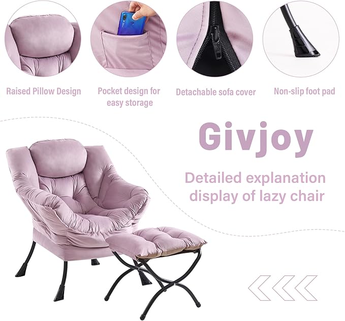 Lazy Chair and Ottoman, Large Accent Lounge Chair - Image 4