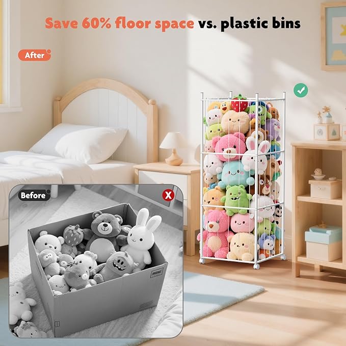 GoKEDA Stuffed Animal Storage, Extra Large Metal Stuffed Animals Storage Tower - Image 4