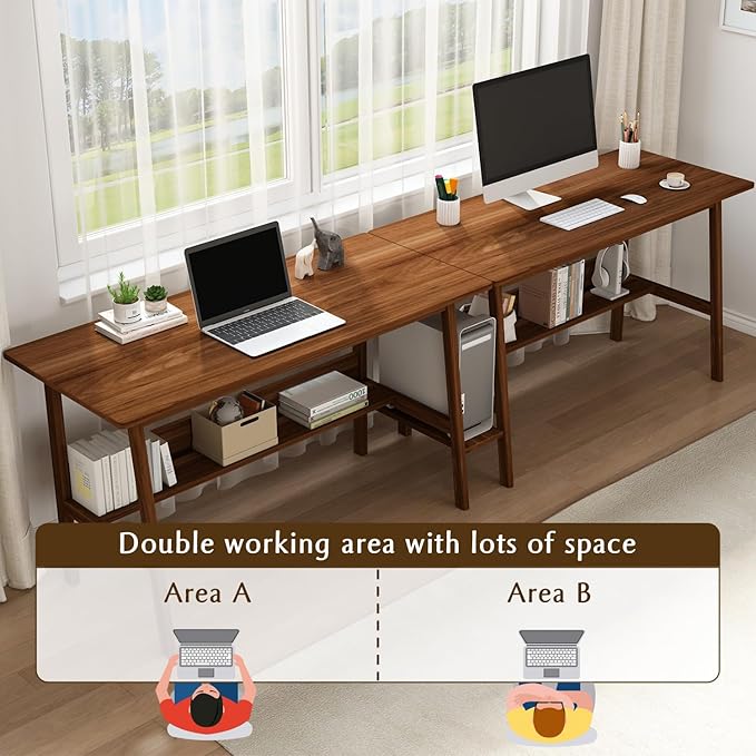 2-Person Writing Desk with Bookshelf - Image 4