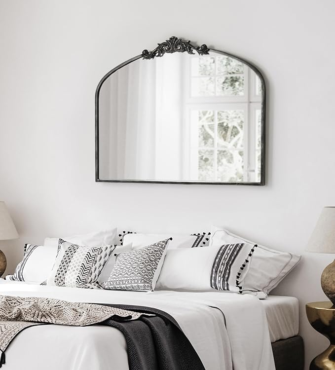 Kate and Laurel Arendahl Ornate Traditional Arched Mirror; 36 x 29; Black; - Image 5