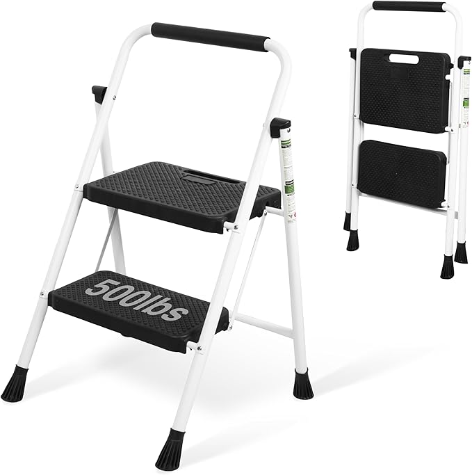 2 Step Ladder, Portable Steel Folding Step Stool by Arbusb