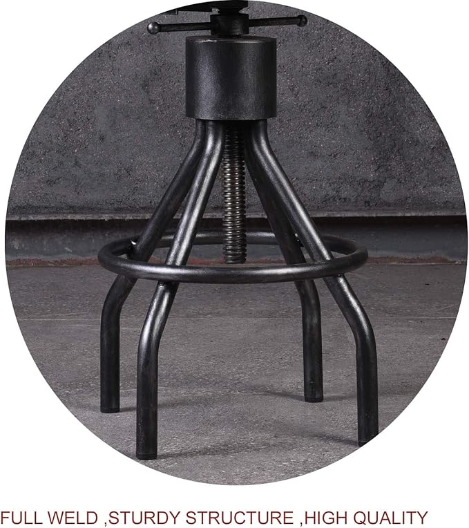 Diwhy Industrial Vintage Bar Stool, Kitchen Counter Height Adjustable Pipe Chair - Image 8