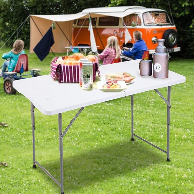 FORUP Folding Utility Table, 4ft Fold-in-Half Portable Plastic Picnic Party - Image 8