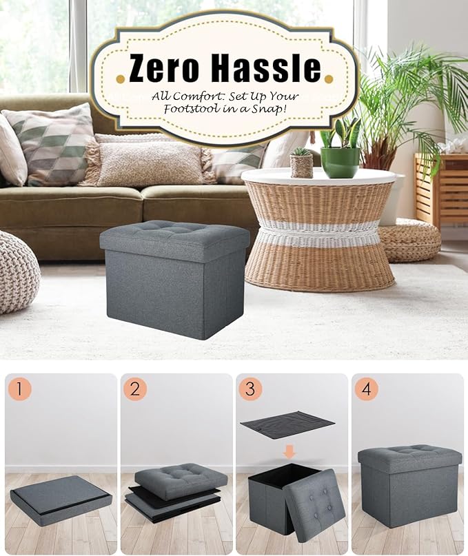 Ottoman Storage Ottoman Foot Rest Stool Foldable Bench - Image 5