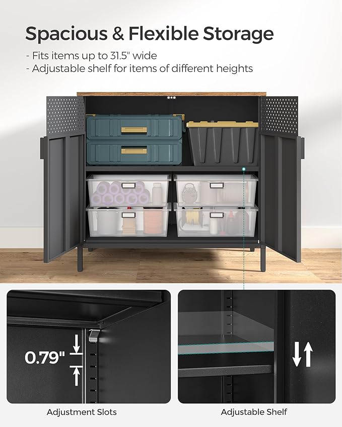 SONGMICS Set of 2 Storage Cabinets, Metal Cabinet, Sideboard - Image 5