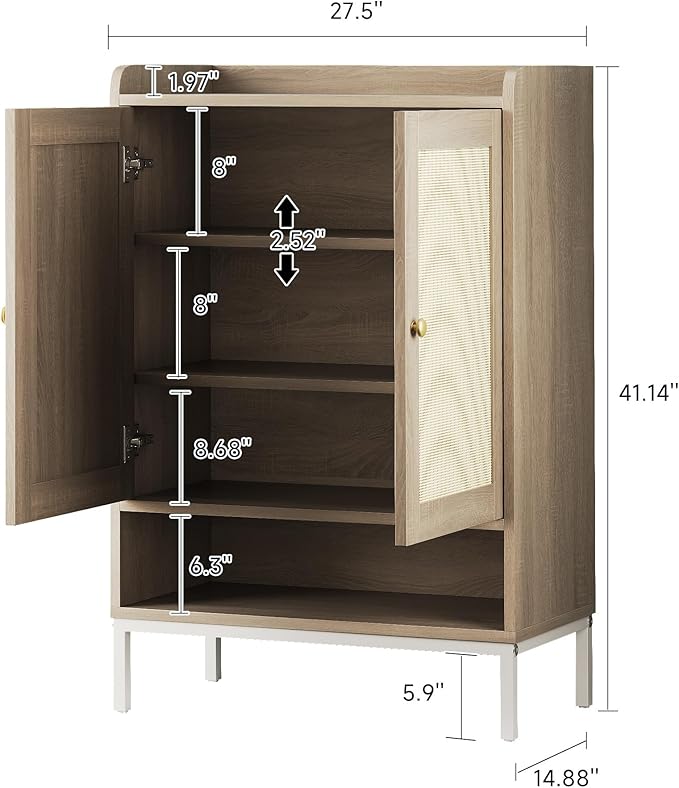 Rattan Shoe Cabinet Storage for Entryway, Shoe Cabinet - Image 2