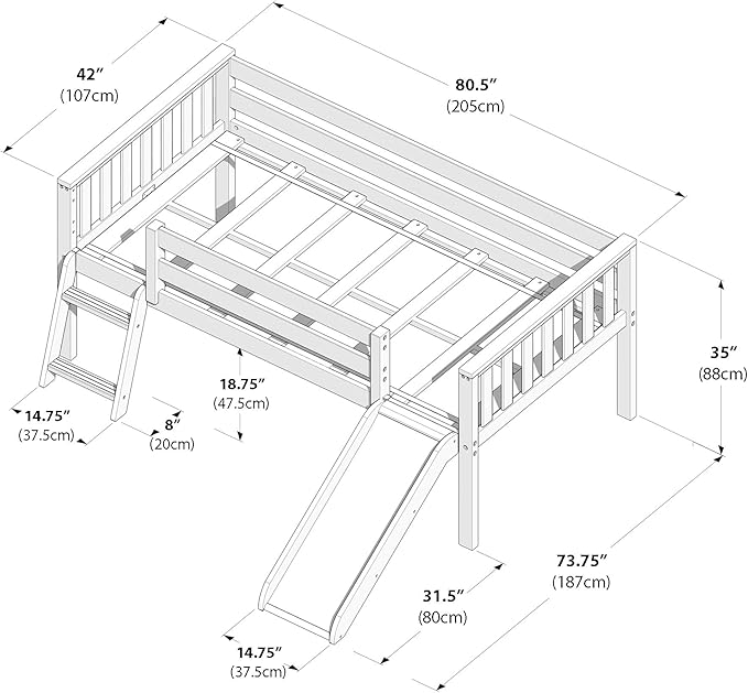 Max & Lily Twin Ultra Low Loft Bed - Image 2