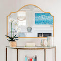Chende Large Gold Mirror with Arched Top, Modern Decorative Mirror with Wooden by ChendeMirror