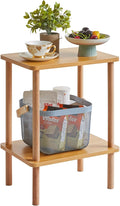 IBUYKE 2-Tier Side Table, Solid Wood Tall End Table by IBUYKE