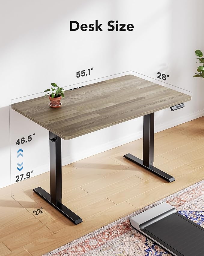 HUANUO 55" x 28" Electric Standing Desk Adjustable Height, 4 Memory Height - Image 3