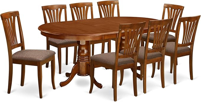 East West Furniture PLAV9-SBR-C 9 Piece Dining Table Set Includes an Oval by EastWestFurniture