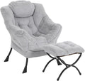 Lazy Chair with Ottoman, Modern Reading Chair with Folding Footrest, by Furlide