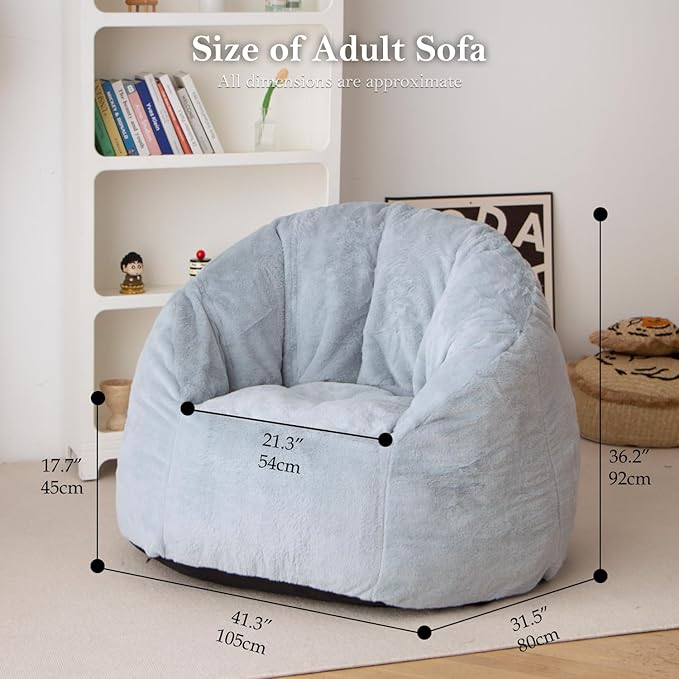 N&V Large Shell Bean Bag Chair, Adult Size Bean Bag Sack, Foam Filling - Image 2